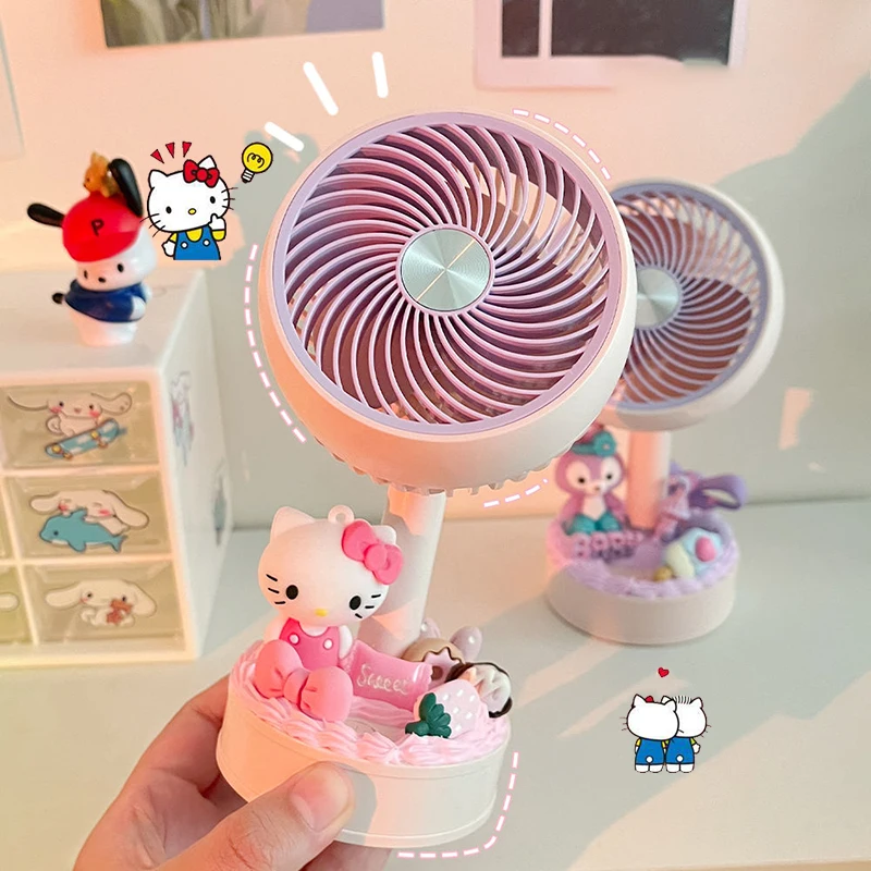 

Sanrio Kawaii Hellokitty Cute Fan Diy Practical Summer Small Fan New Kuromi My Melody Portable High Value Birthday Gift for Girl