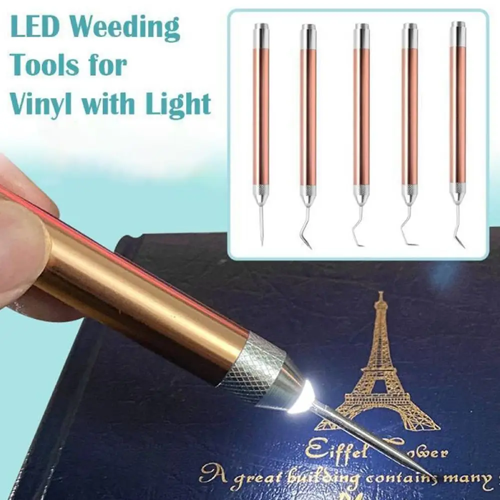 Portable Vinyl Weeding Kit With LED Light Vinyl Weeding Tool Handheld Iron-on Project Cutter Vinyl Paper Remover with Hooks