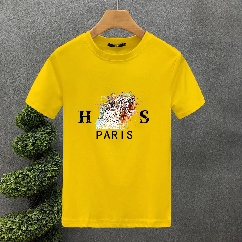 Paris Lion 100 % Baumwolle, hochwertiger Druck, Paar-T-Shirts, Sommer-Haruku für Männer/Frauen, kurzärmeliges T-Shirt, asiatische Größe_voghion.com