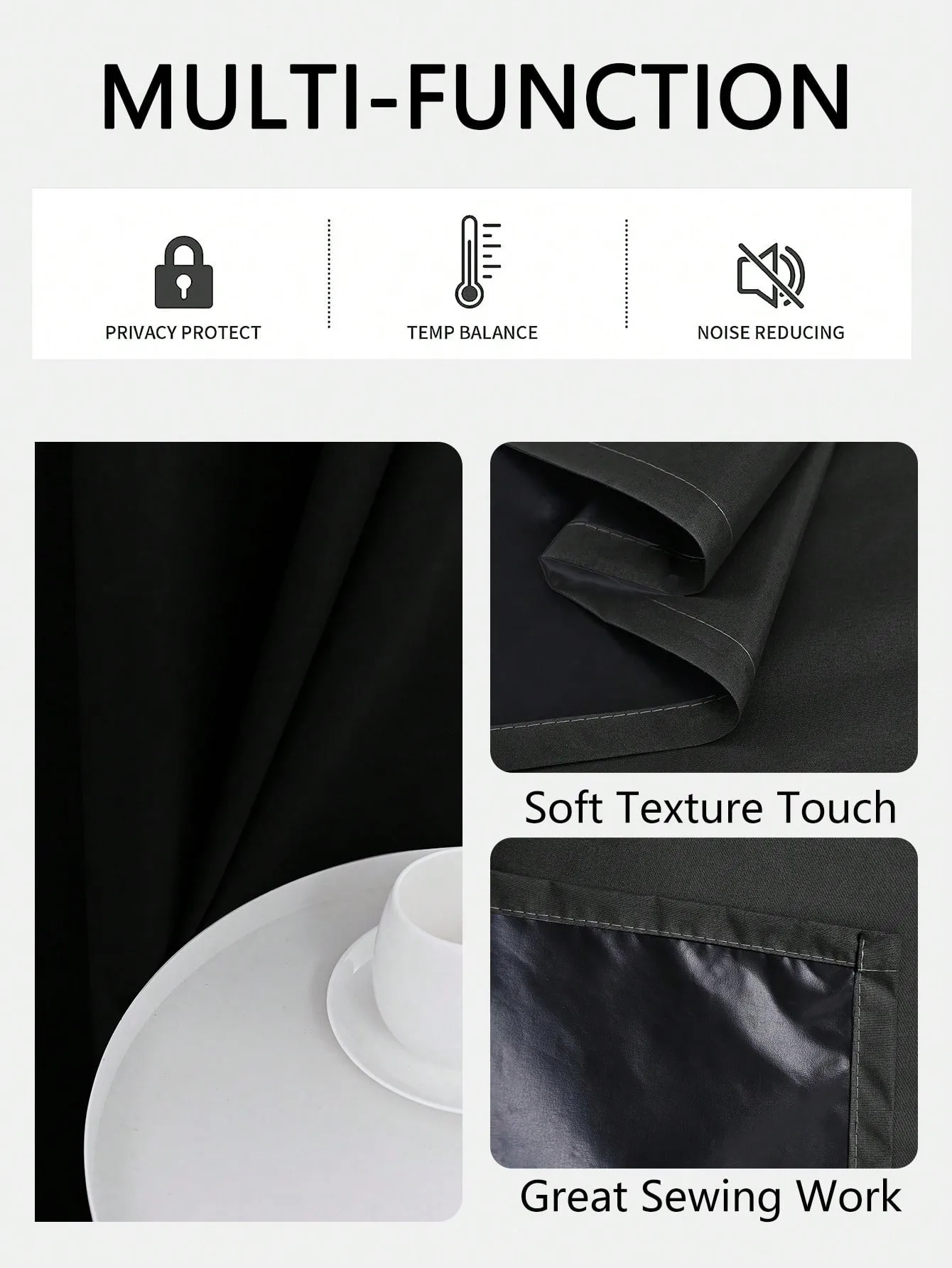 1pc Solid 100% Blackout Curtains with Grommets, Curtains for Bedroom, Living Room, Kitchen, Privacy Drapes, Window Curtain 4