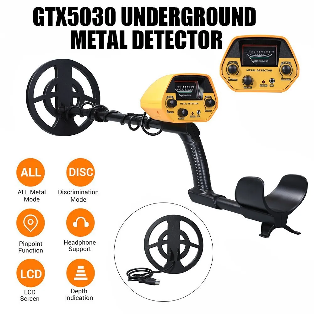 Hot GTX5030 Waterproof Coil Metal Detector Gold Digger High Sensitivity Adjustable Stem Adults Portable Underground Jewelry