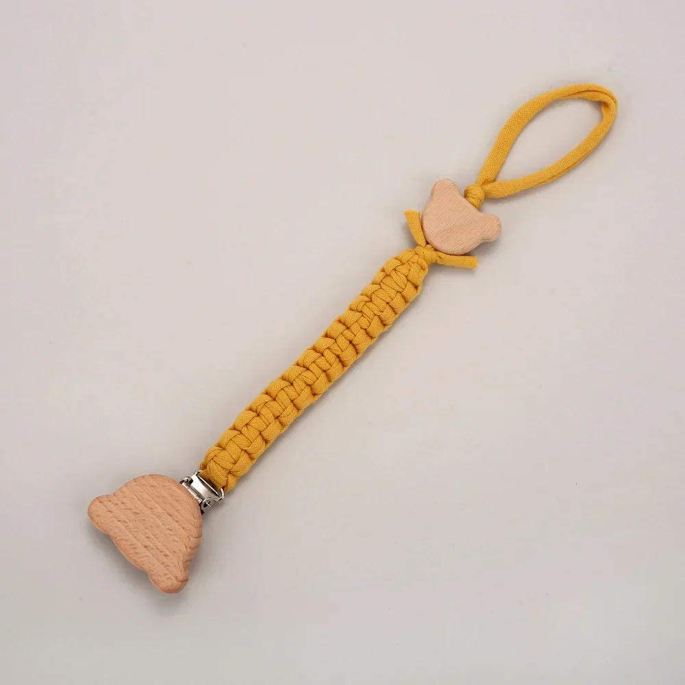 Pacifier chain Name Wooden Personalized Baby Pacifier Chain Braided Weave Dummy Nipple Holder Guard Teether Pendant Newborn Gift Stuff