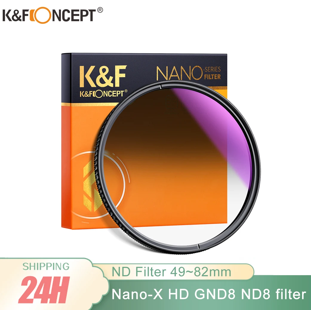 

K&F Concept GND8 ND8 Nano-X HD Lens filter Optical Glass Soft Gradient with Coating 49mm 52mm 55mm 58mm 62mm 67mm 72mm 77mm 82mm