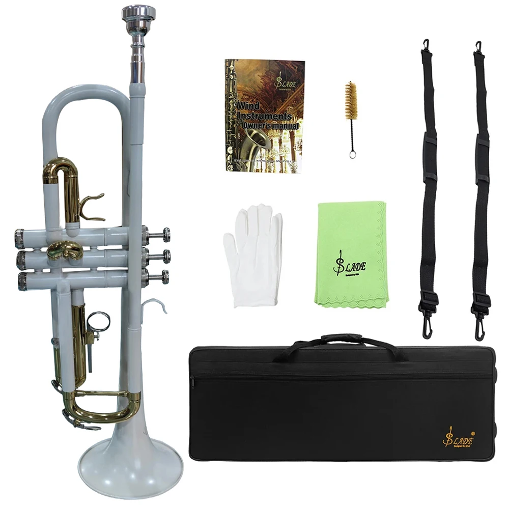 White Trumpet Musical Instrument B-flat Brass Wind Instrument Children Trumpet Performance Student Grade Examination Beginners