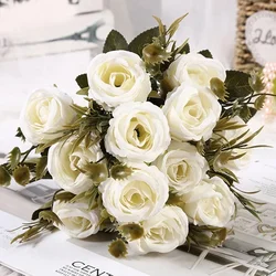 Elegant Retro Artificial Roses Bouquet for Bridal and Home Decor (Milk white)