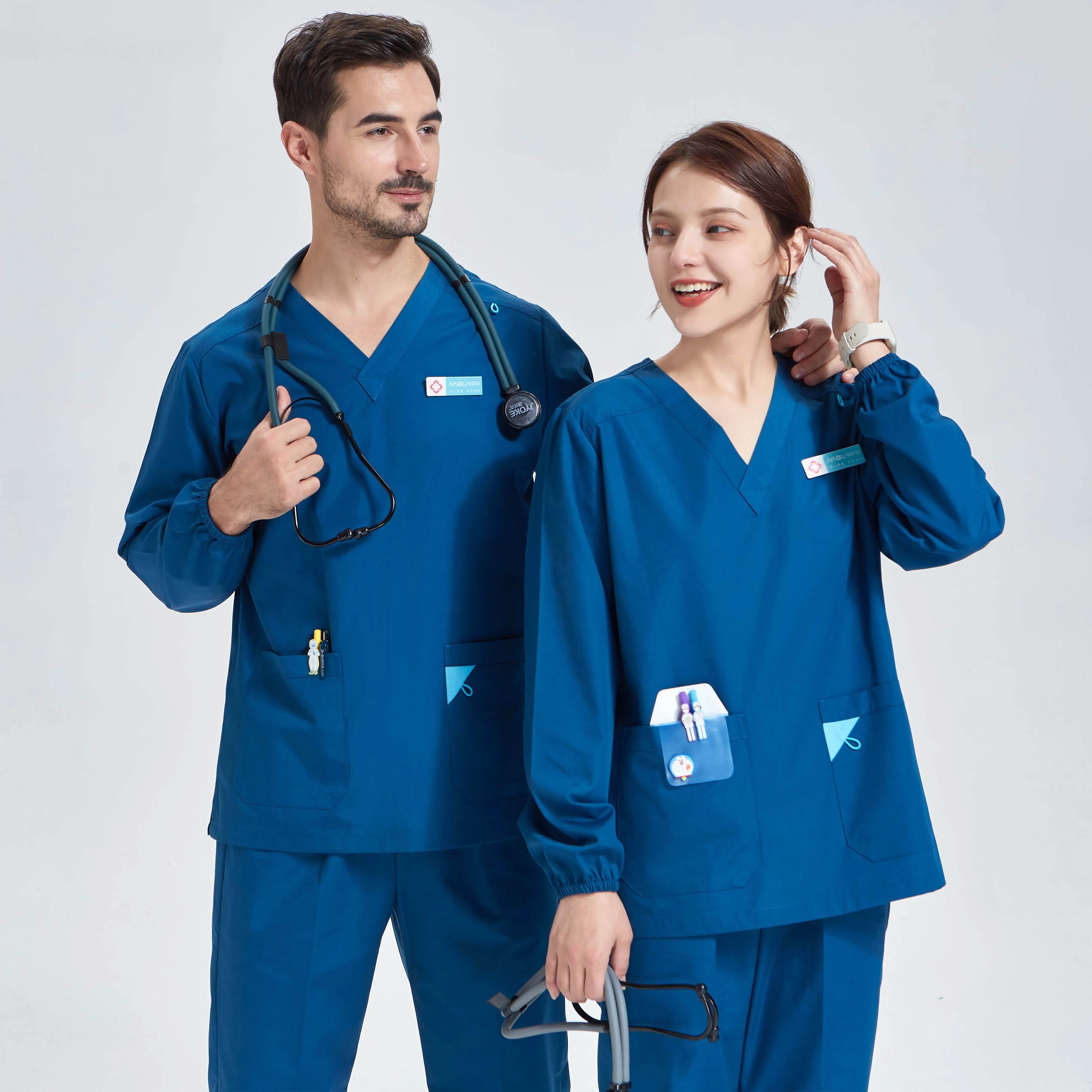 Cheap Scrub Set Pair Medical Scrubs Uniforms for Women Men Durable Nurse  Veterinary Work Clothes Clinics Doctor Outfits 202 - AliExpress