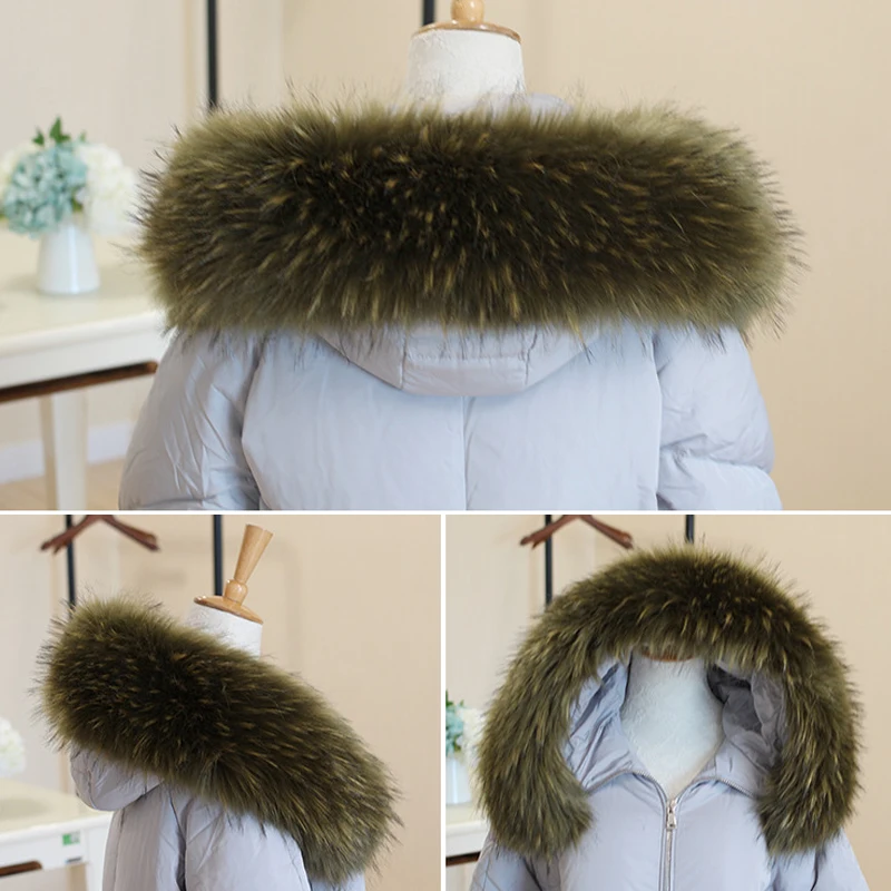 Winter Faux Fur Collar Gradient Color Thicken Warmer Fur Collar Shawl For Women Men Parkas Down Coat Jackets Hood Fur Warm Scarf 3