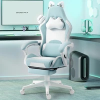 Ergonomic Computer Chair for Girl with Footrest and Headrest, Comfortable Reclining Game Chair 290lbs for Adult,Teen,Blue Green 1