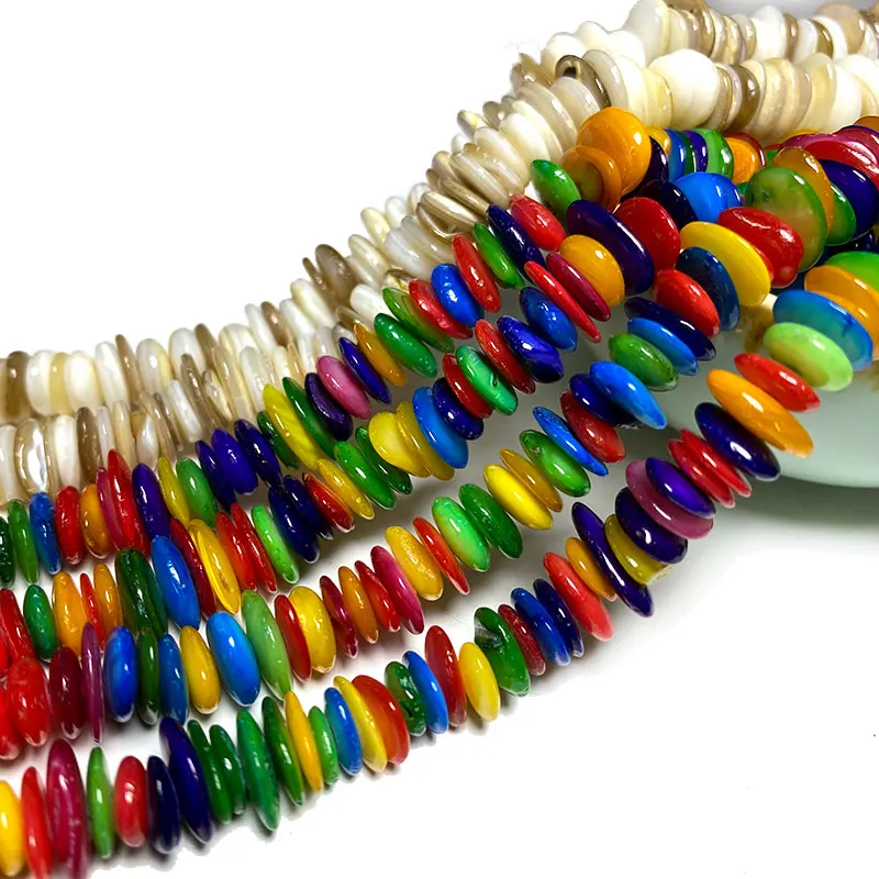 Cuentas de concha de nácar natural blanco de 0.236 in Cuentas de concha de perla redonda plana para hacer joyas DIY collar accesorios 15 - (Color: 0.315 in