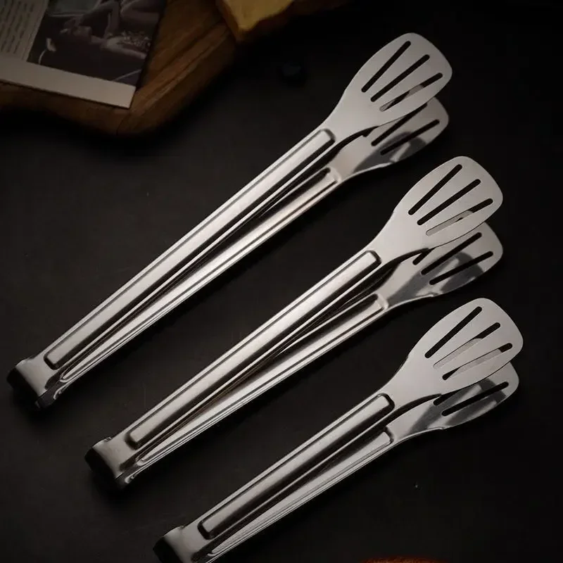 Stainless Steel Food Tongs BBQ Non Slip Barbecue Steak Clip Frying Fish Grill Bread Clips Cooking Tongs Kitchen Gadgets