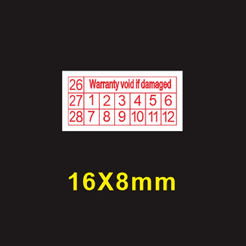 200pcs New Year 26/27/28 red rectangular fragile label if remove the label warranty tear invalid sticker 16X8mm