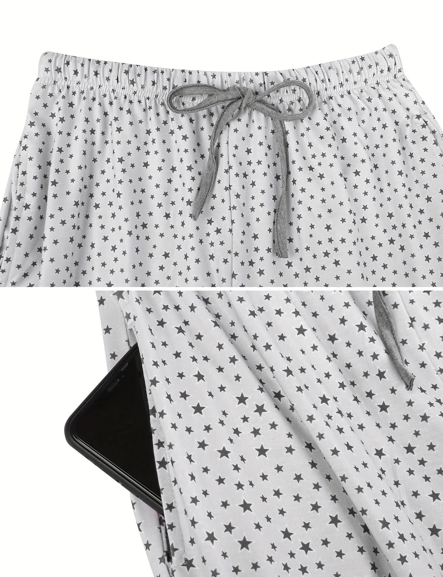 2-teiliges Damen-Pyjama-Set mit Rundhalsausschnitt, sternenklares bedrucktes Langarm-T-Shirt und Hose, Loungewear, lässig für Homewear im Herbst – Detail 6