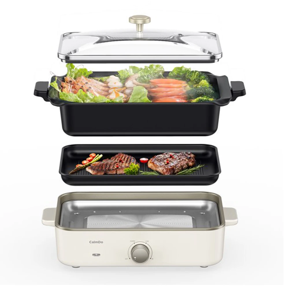 Tanio CalmDo 1400W wielofunkcyjny elektryczny składany patelnia Grill