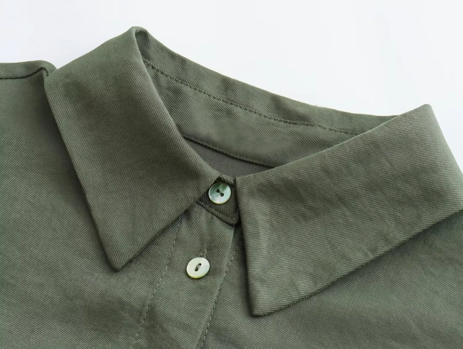 Dave&Di British Fashion Ladies Pocket Decorated Bat Loose Shirt  Sleeve Women Tops Simple Solid Color Autumn Shirt Female