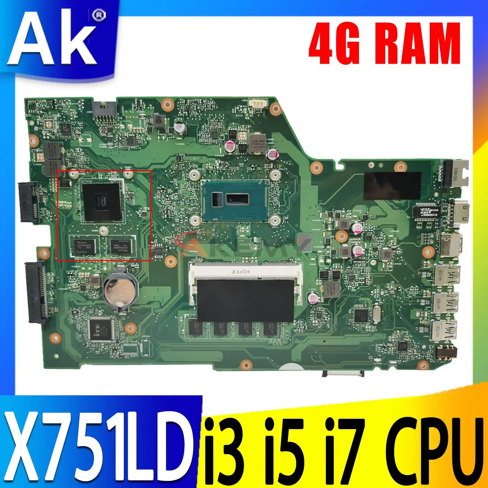 X751LD Mainboard For ASUS X751LA K751LD F751LDV X751LDV X751LJ X751LB