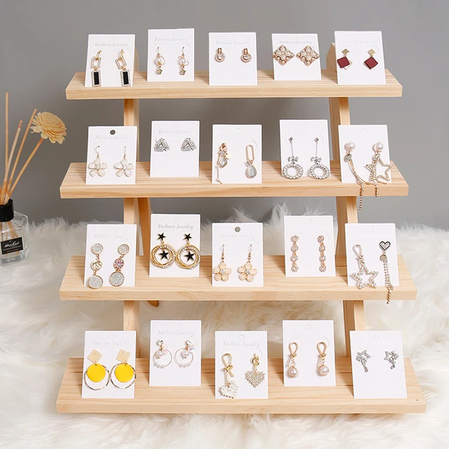 2/3/4 Layer Jewelry Display Stand Earring Card Rack Necklace Shelf