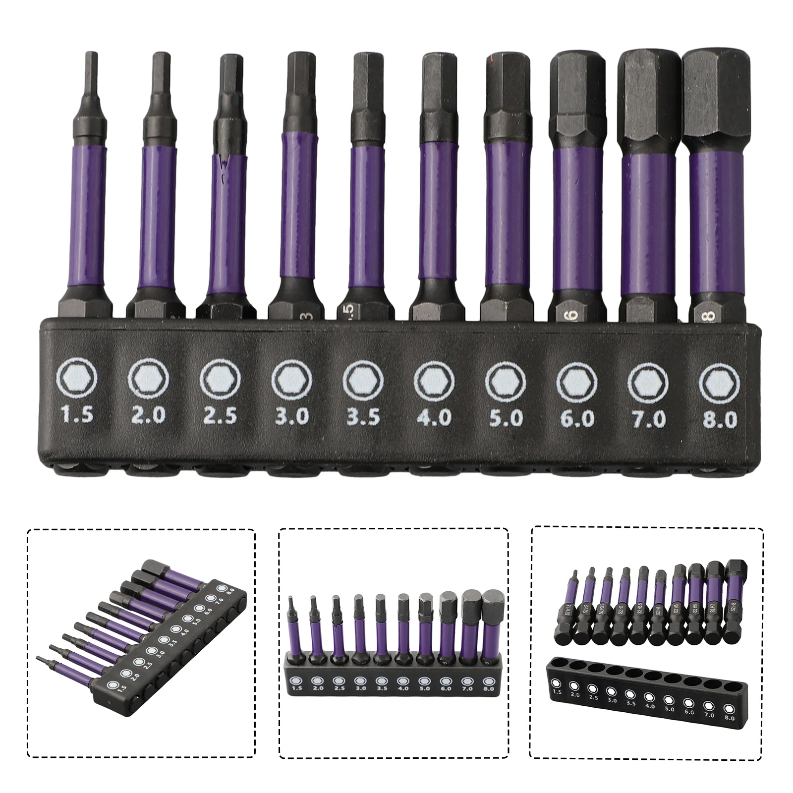 

10Pcs Hex Head Screwdriver Bit Set Magnetic Batch Head 1/4 Shank Screwdriver Bit H1.5-H6 Pneumatic Screw Driver Wrench