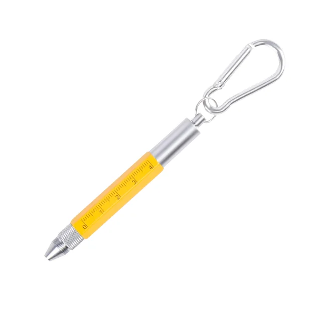 7 In1 Multifunction Handheld Screwdriver Tool Ballpoint Pen Measure Technical Ruler Screwdriver Touch Screen Stylus Spirit Level 6 in 1 B-Yellow