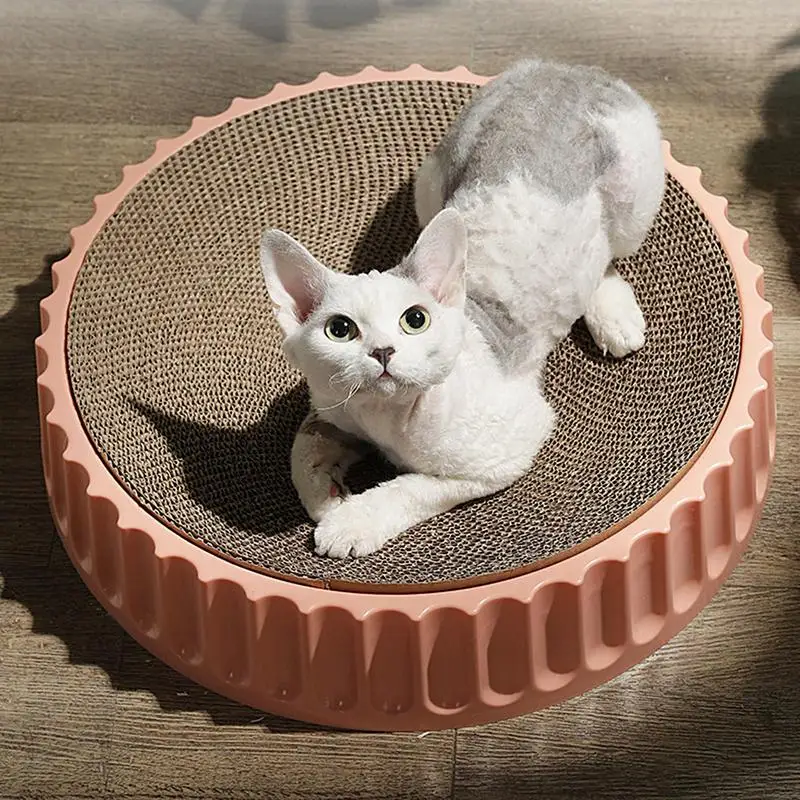

High Density Cat Scratch Pad Cats Round Cardboard Lounge Bed Scratch Furniture Scratching Pads For Indoor Cats Sleeping Scratch