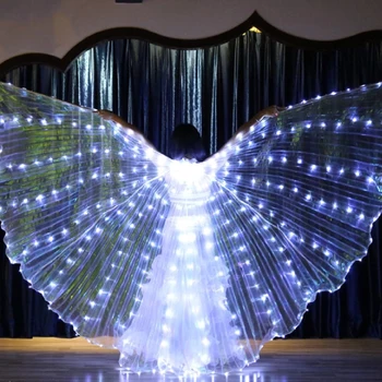 LED Isis Wings Colorful LED Butterfly Wings With Telescopic Sticks Glowing Light Up Costume Performance Clothing For Stage Party