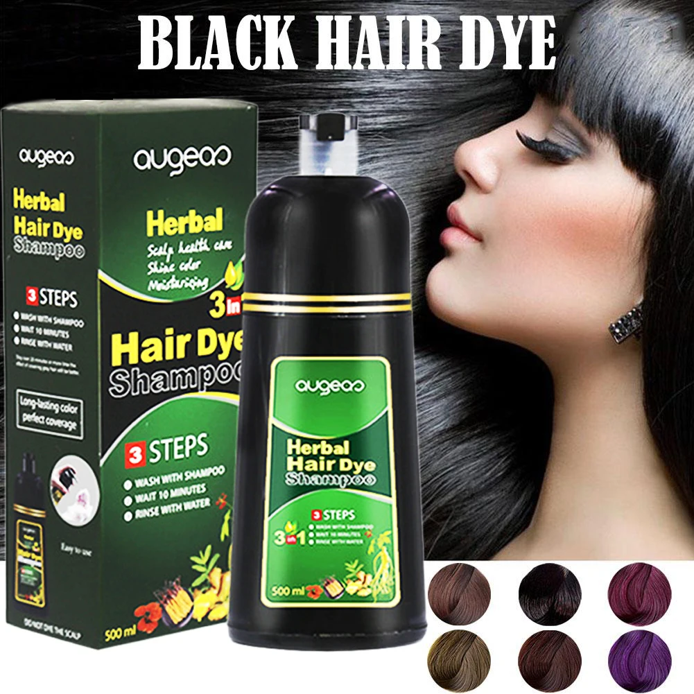 Herbal Natural Plant Hair Dye Shampoo Black Dye White Grey Hair hair dye shampoo