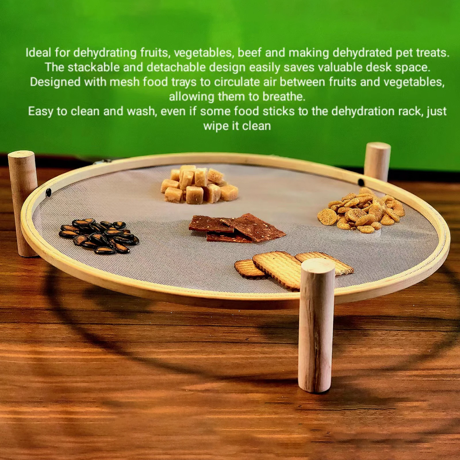 Drewniane spinacze do prania do makaronu wielofunkcyjne suszarki do świeże jedzenie wielokrotnego użytku, nadające się do układania w stosy, stojąca suszarka taca do suszenia makaronu Chili z siatką 3 Drewniane spinacze do prania do makaronu wielofunkcyjne suszarki do świeże jedzenie wielokrotnego użytku, nadające się do układania w stosy, stojąca suszarka taca do suszenia makaronu Chili z siatką - Image 3