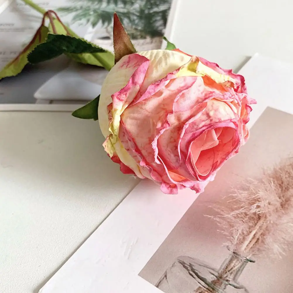 

Uv Resistant Fake Flower Realistic Artificial Rose with Burnt Edge for Home Wedding Garden Decoration Simulated for Bridal