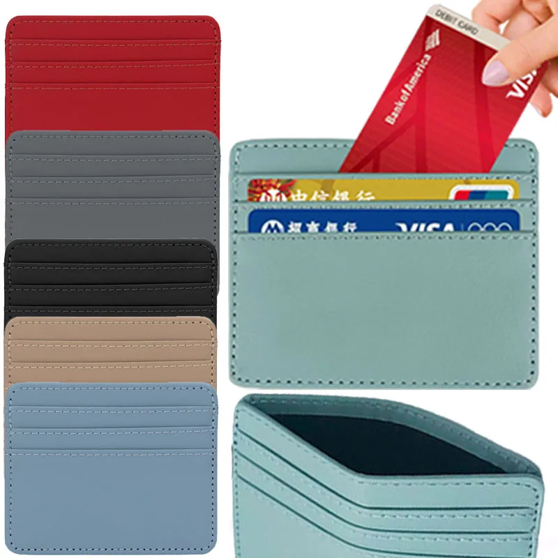 

New Mini Pu Leather ID Card Holder Candy Color Bank Credit Card Box Multi Slot Slim Card Case Wallets Women Business Card Cover