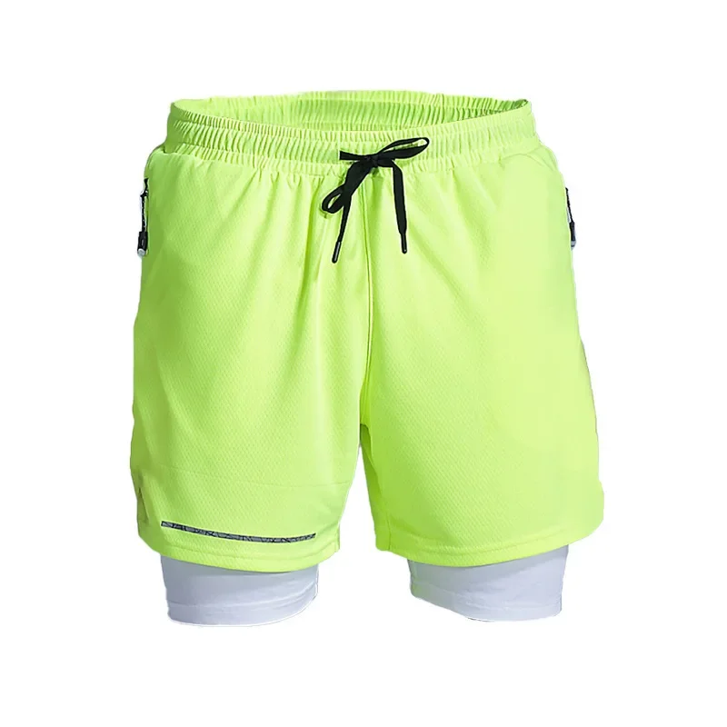 New Men's Sport Shorts Quick Dry Running Pants Double Layer Fitness Training Three-Quarter Length Marathon Competition Five-Quar