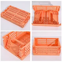5 Color Organizing Storage Baskets Case Folding Student Desktop Basket Tape Stationery Plastic Foldable Container Storage Box 5