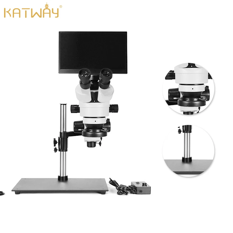 KATWAY 주얼리 삼안 현미경 스테레오 전문 전자 카메라, HDMI USB 비디오 디지털 용접, 휴대폰 납땜