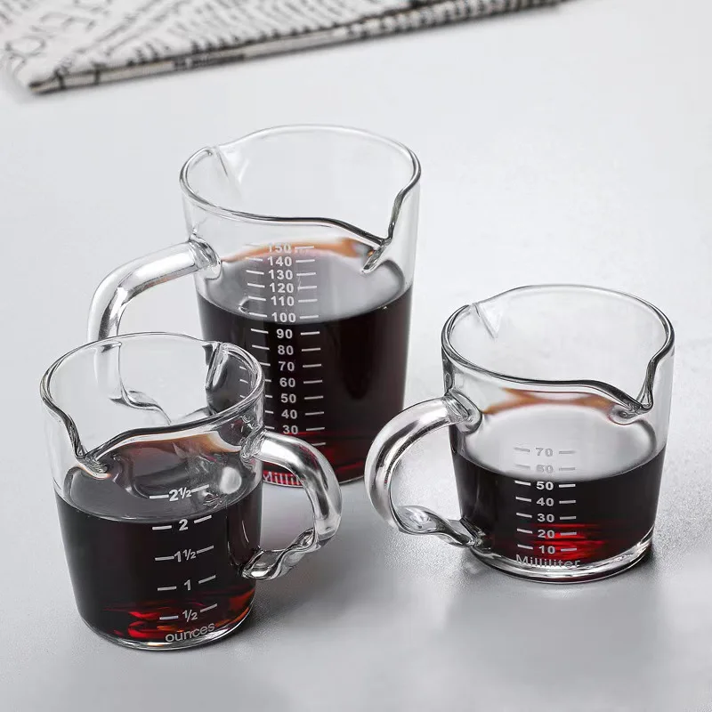 70/150ML Espresso Glass Cup Measuring Cup Milk Latte Jug Coffee Supplies Kitchen Dining & Bar Mug Drinkware Double Thick Bottom