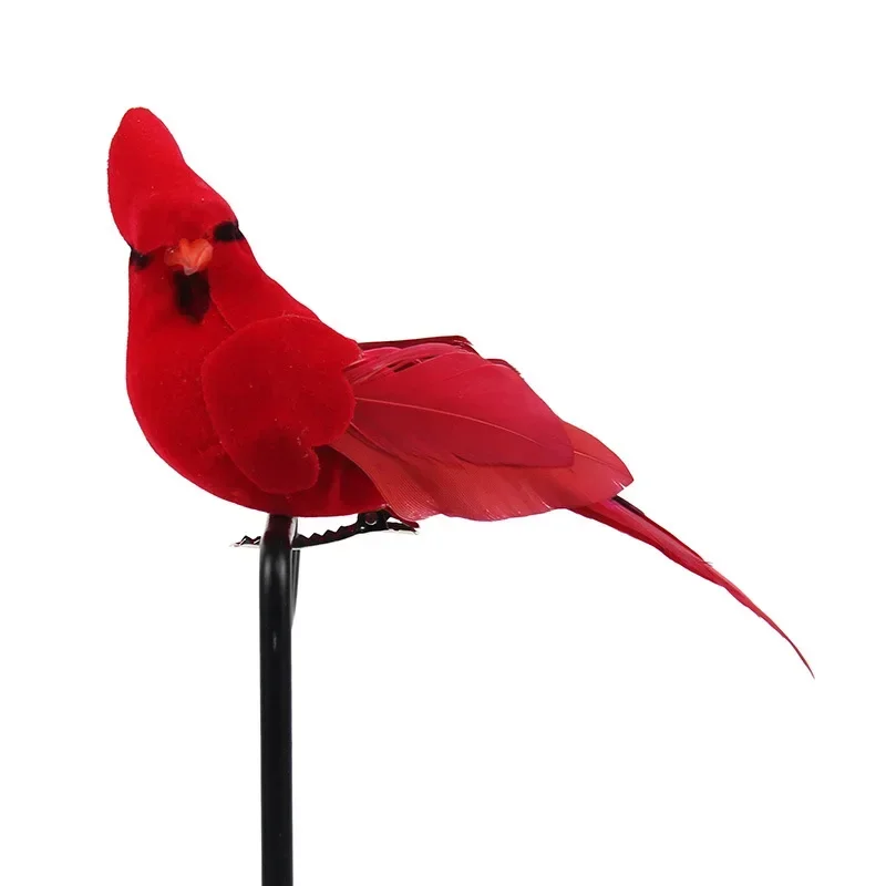 2pcs feather bird figurines simulation with clips for garden lawn tree decor handicraft Christmas home decoration