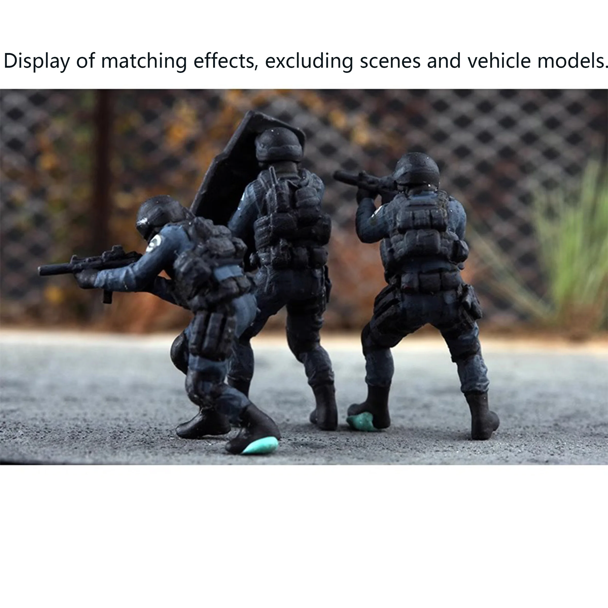 1/72 SWAT City Shield Combat Team Model (3 people) Finished colored soldier model