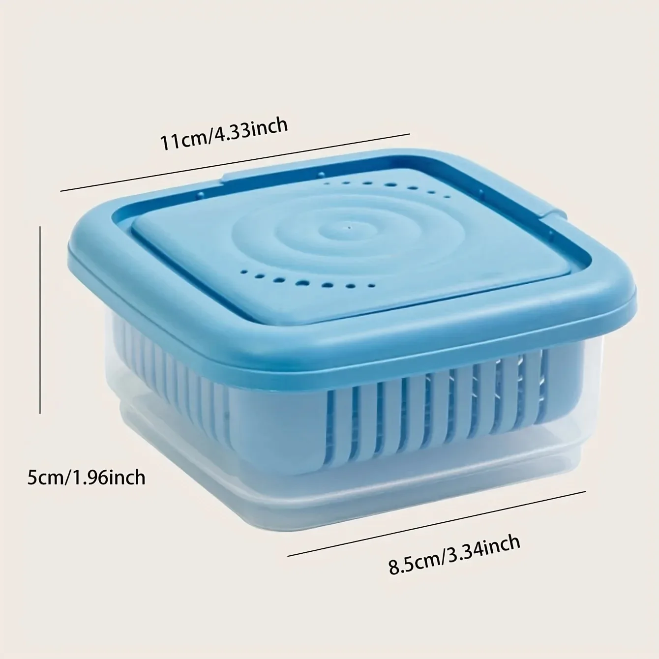 Description Picture 6 of itemDouble-layer Refrigerator Storage Box Ginger Scallion Onion Containers Sealed Fruits Vegetables Drain Crisper Kitchen Supplies