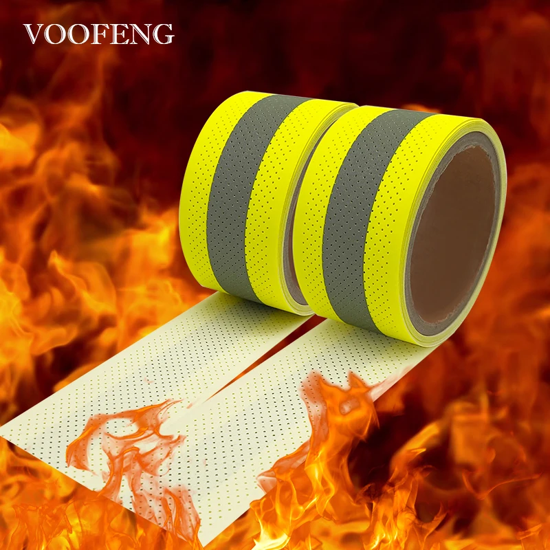 voofeng chama retardante tecido refletivo com buracos fita de aviso amarelo fluorescente