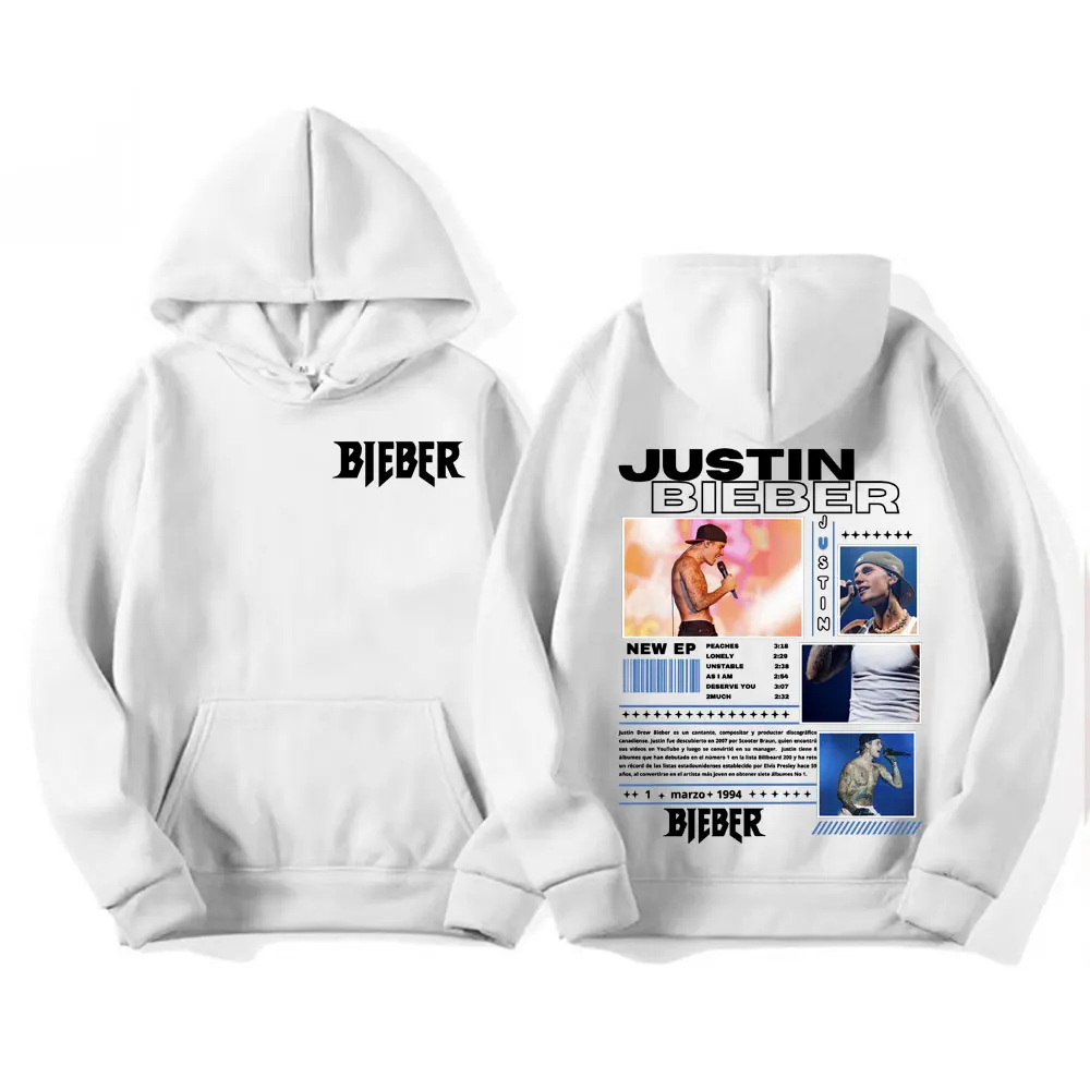 Rapper Justin Bieber Tour Graphic Hoodies Men's Clothing Hip Hop Punk Pop Music Sweatshirt Unisex Casual Fleece Oversized Hoodie 5