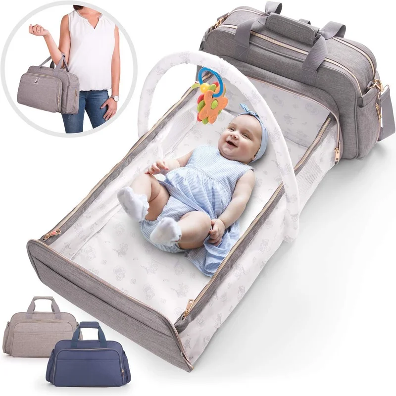 

Folding Crib Bag Diaper Mother and Baby Mummy Bag Multi-functional Portable Large-capacity Backpack Backpack