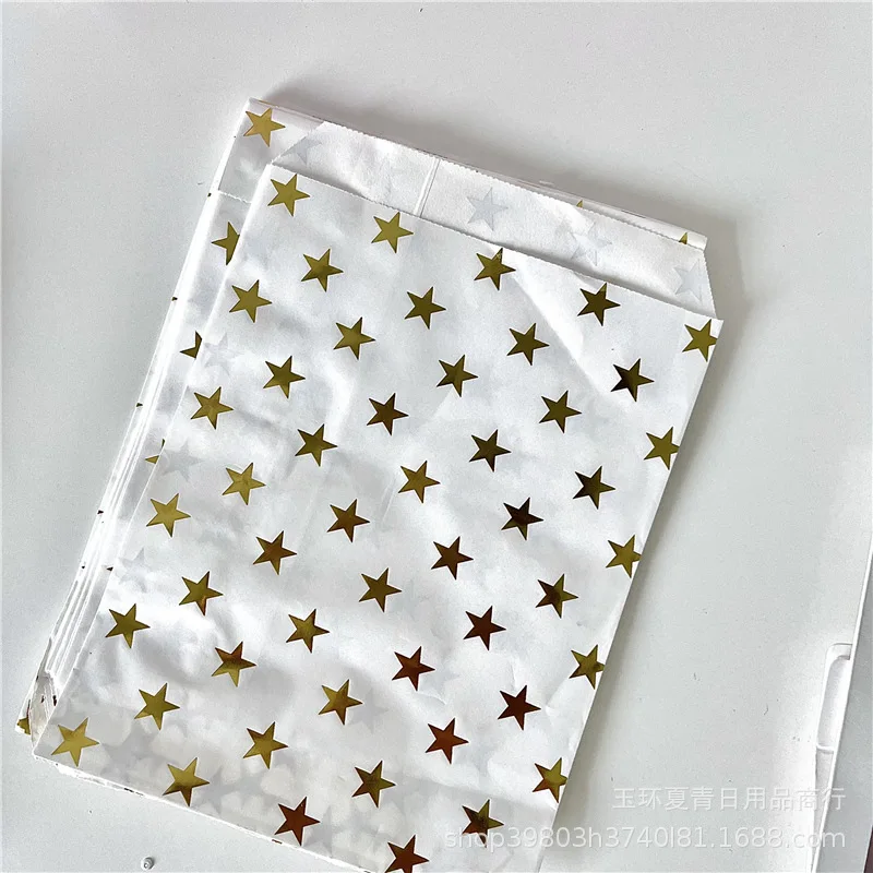 Ins Style Simple Silver High Grade Star Hot Silver Paper Bag Gift Packaging Bag Kraft Paper Jewelry Storage Organizer New