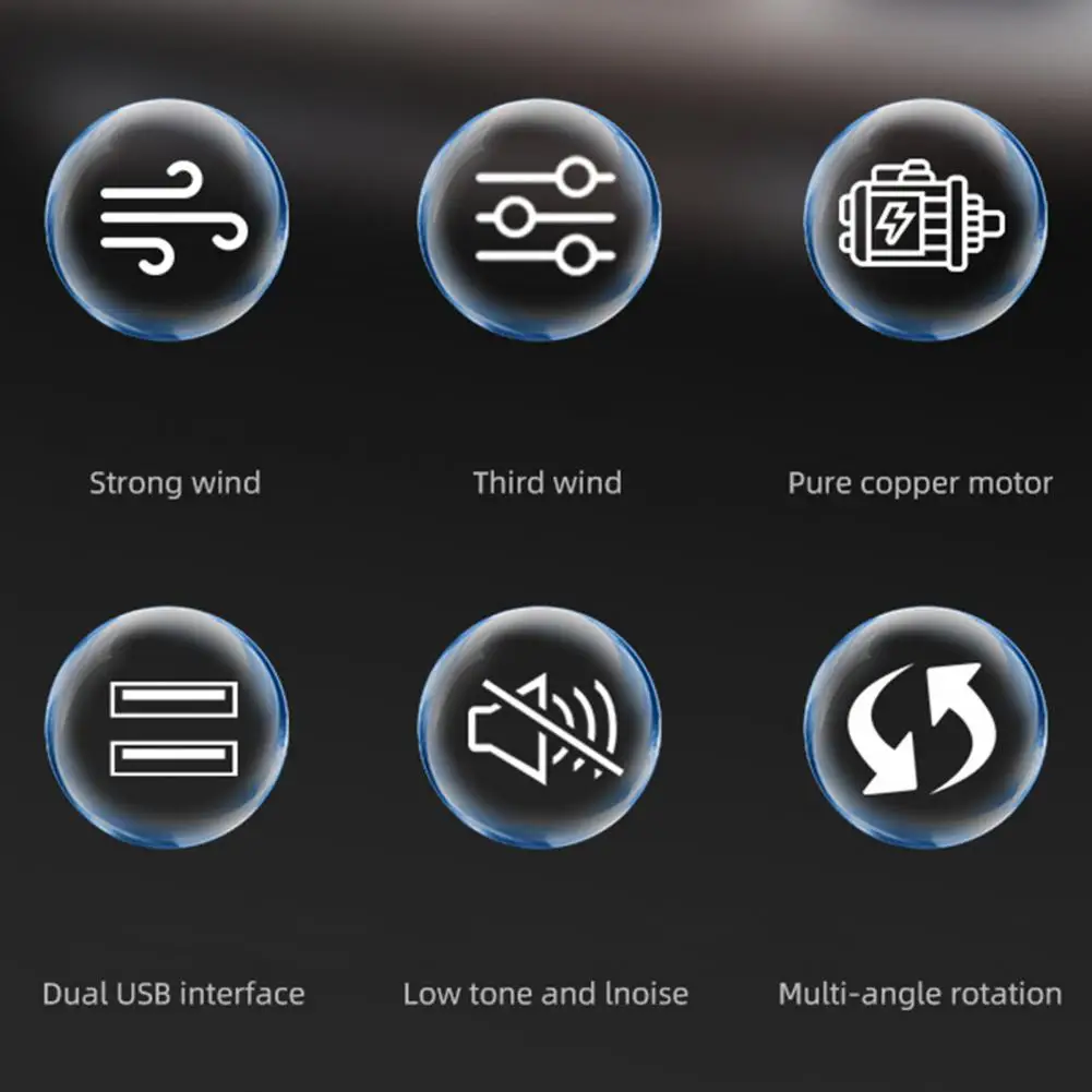 

Electric Vehicle Fan Convenient 3 Speed Plug And Play Dual Head USB Car Fan Auto Accessories