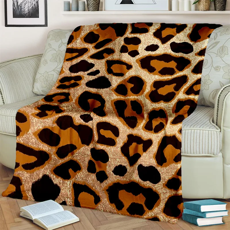 3D Wild Leopard Stripe Print Series throw blanket Soft Throw Blanket for Home Bedroom Bed Sofa Picnic Travel Office Cover Blanket Kids