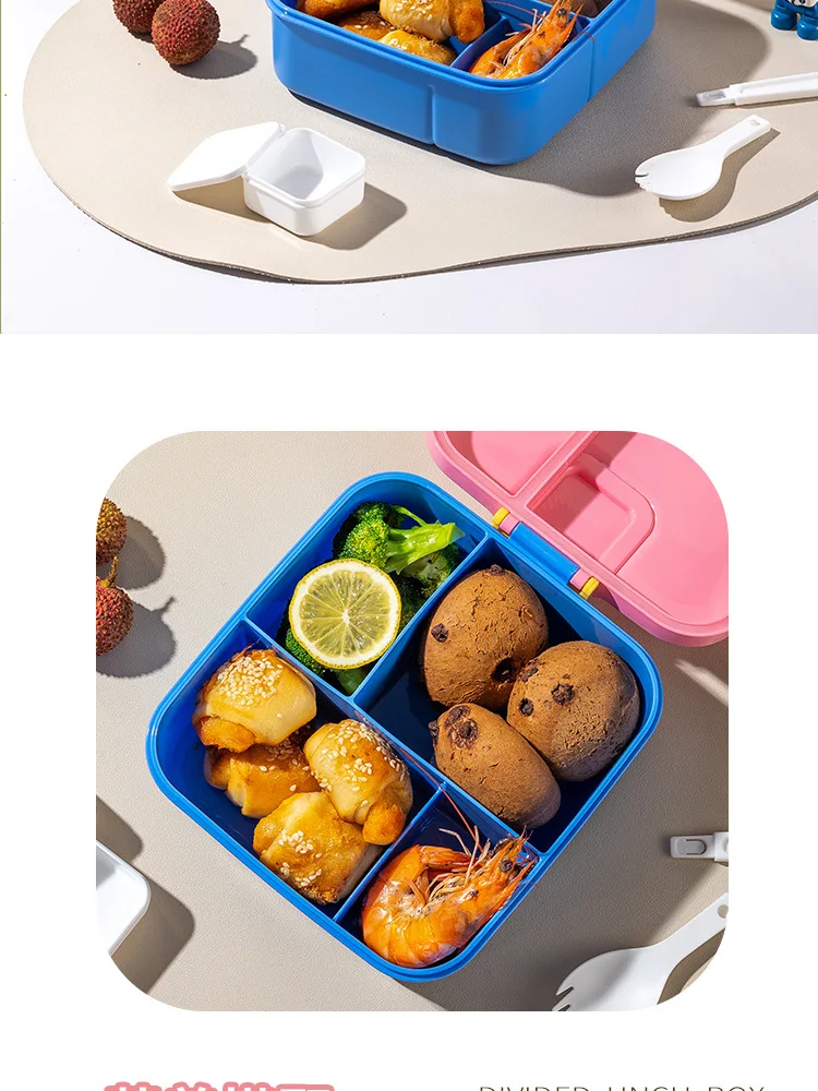 1pc lunch box for office workers, with cutlery, individually sealed compartments, portable lunch box, salad box - 4
