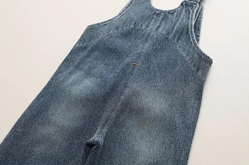 New Spring Autumn Cotton Cartoon Pattern Children Boys Girls Fashion Denim Camisole Pants Kid Overall Long Pants 0-5 Years
