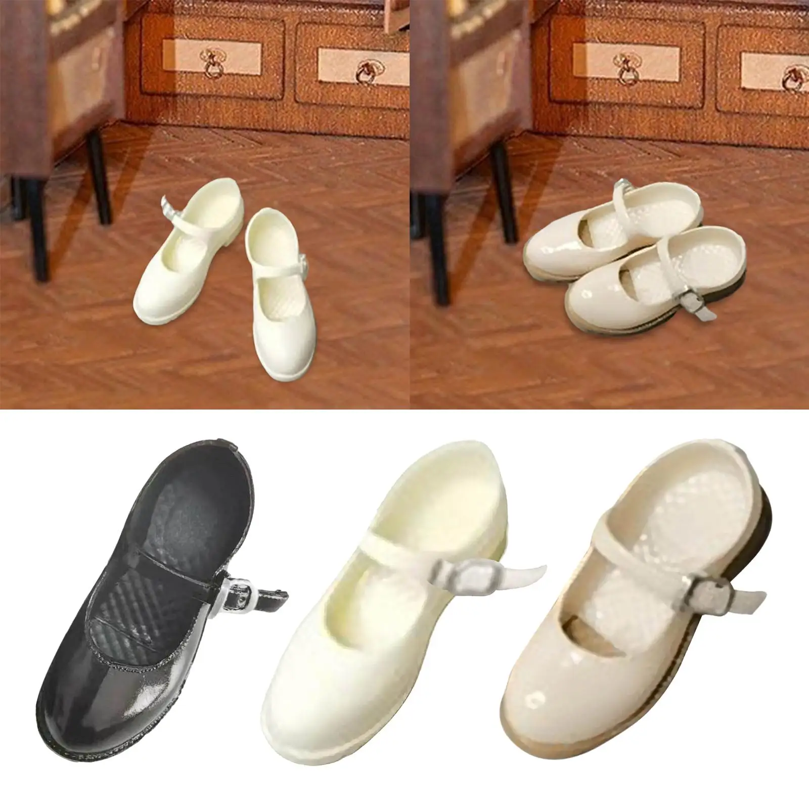1:6 Scale Woman's Ankle Strap Footwear Low Block Heel for 12'' Doll Figures