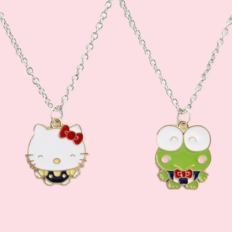 Kawaii Hello Kitty Keroppi Collana Cartoon Sanrio Kt Cat Collana In Lega Carino Ciondolo Gioielli Ornamento Maglione Catena Ragazze Regalo