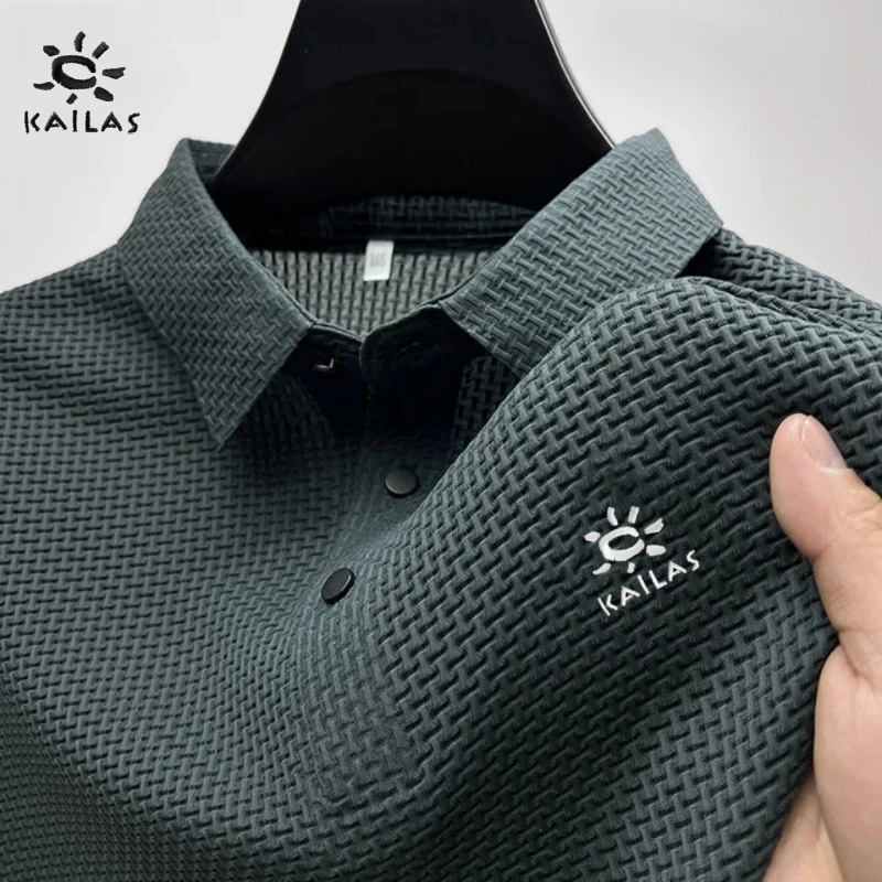 Summer New Embroidered Silk Elastic Polo Shirt for Men's Luxury Trend Fashion Leisure Breathable Cool Short Sleeved T-shirt Top 5