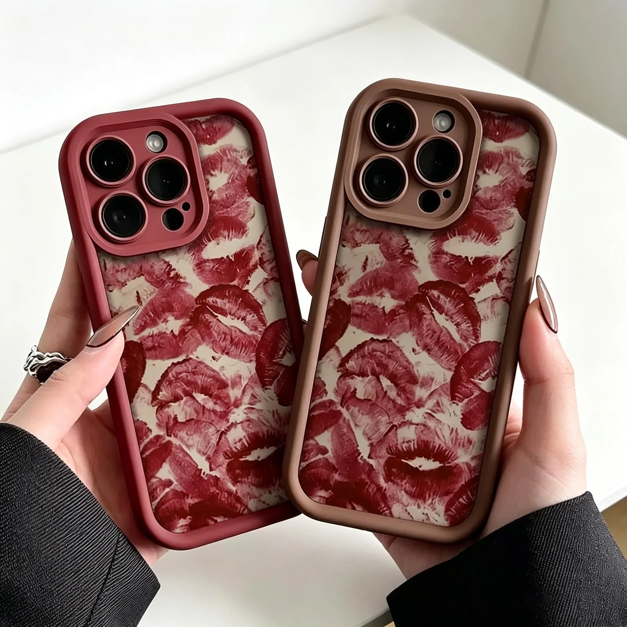 Matte Silicone Phone Case with Lips Kiss Design