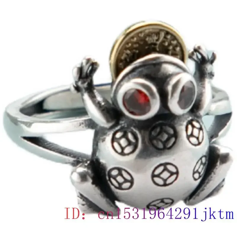 Red Jade Golden Frog Rings Gemstone Accessories Amulets 925 Silver Carved Adjustable Ring Natural Charm Jewelry Charms Women