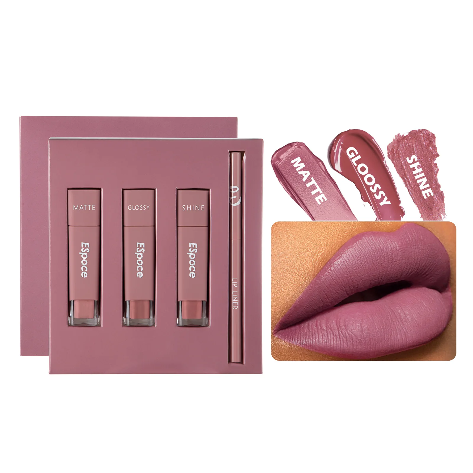 

Lipliner Lip Glaze Does Not Fade, Does Not Stain Cup Matte Pearlescent Lip Gloss Four In One Lipstick Box Lip Gloss Set Beauty