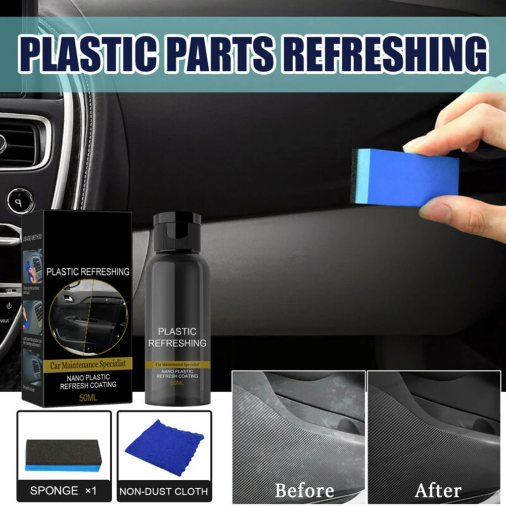 30ml/50ml Plastics Revitalizing Coating Agent Car Refurbishing Agent With Sponge Plastics Parts Refurbish For Car Easily